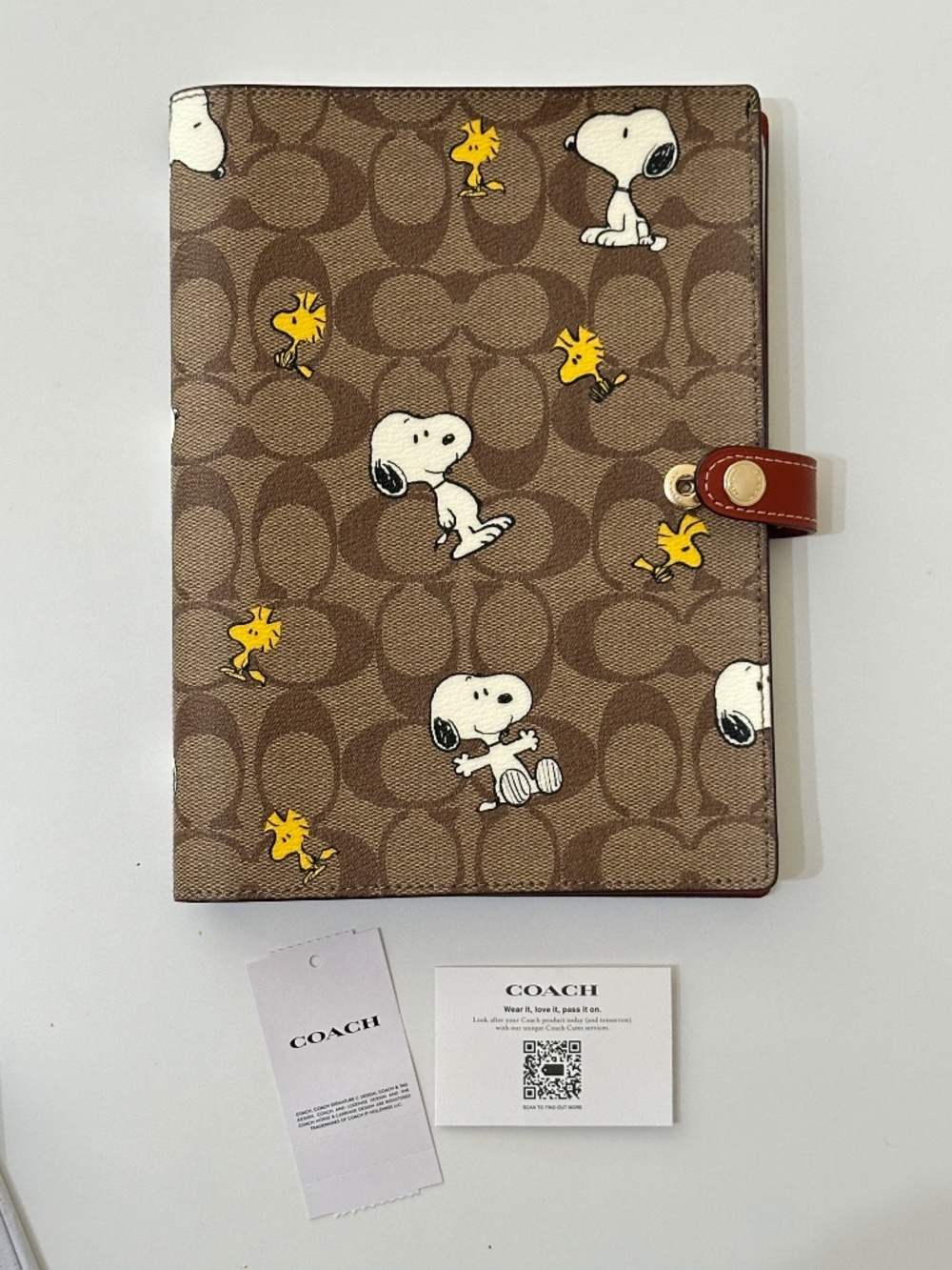 NWT New Coach X Peanuts Snoopy Woodstock Signature Canvas A5 Notebook Unused